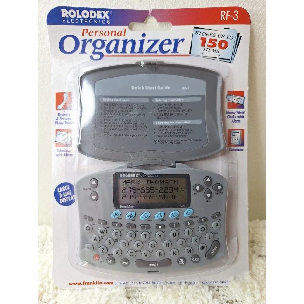 Vtg ROLODEX‎ ELECTRONICS Personal Pocket Organizer Memory 3 Line Display Office